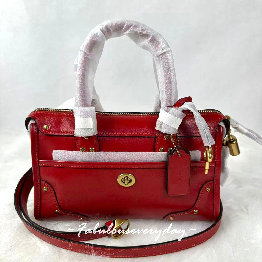 Coach Rhyder Satchel Bag 24 Crossbody Glazed Leather/Gold/Poppy CFN70 NWT